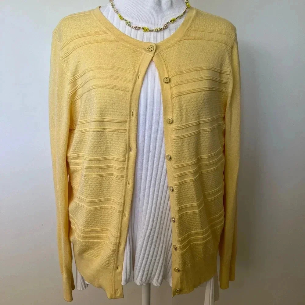 Vintage Charter Club Yellow Cardigan - M